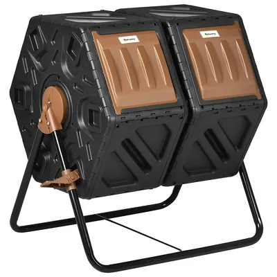 Dual Chamber Compost Bin With Steel Legs, 34.5 Gallon