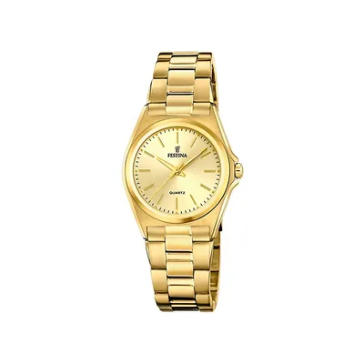 Classic Metal Stainless Steel Watch In Gold