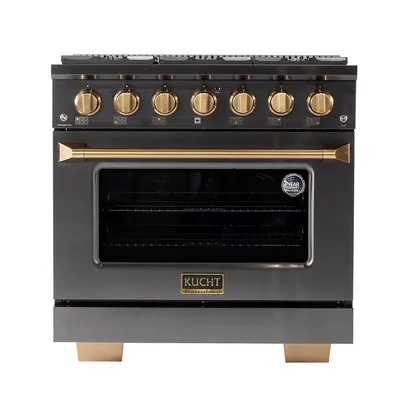 Gemstone Pro-Style 36 In. 5.2 Cu. Ft. Dual Fuel Range for Propane Gas & Convection Oven in Titanium Stainless Steel