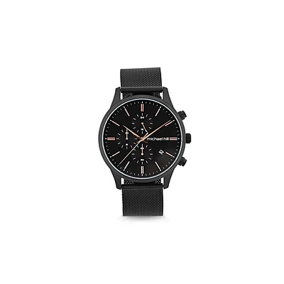 Men's Chronograph Watch In Black Tone Stainless Steel
