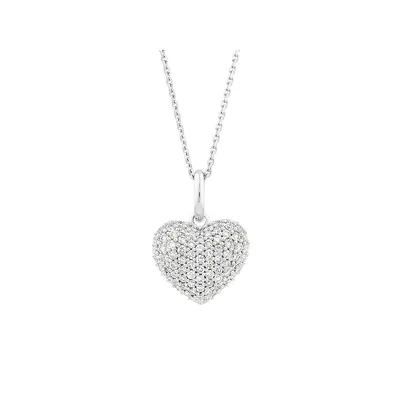 Pave Heart Pendant With 0.39 Carat Tw Of Diamonds In 10kt White Gold