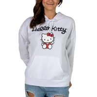 Hello Kitty Waving White Hoodie Sweater With Ears & Bow