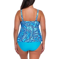 Women's Seaside Vista Marin Loose-fit Underwire Shirring Swimwear Tankini Top