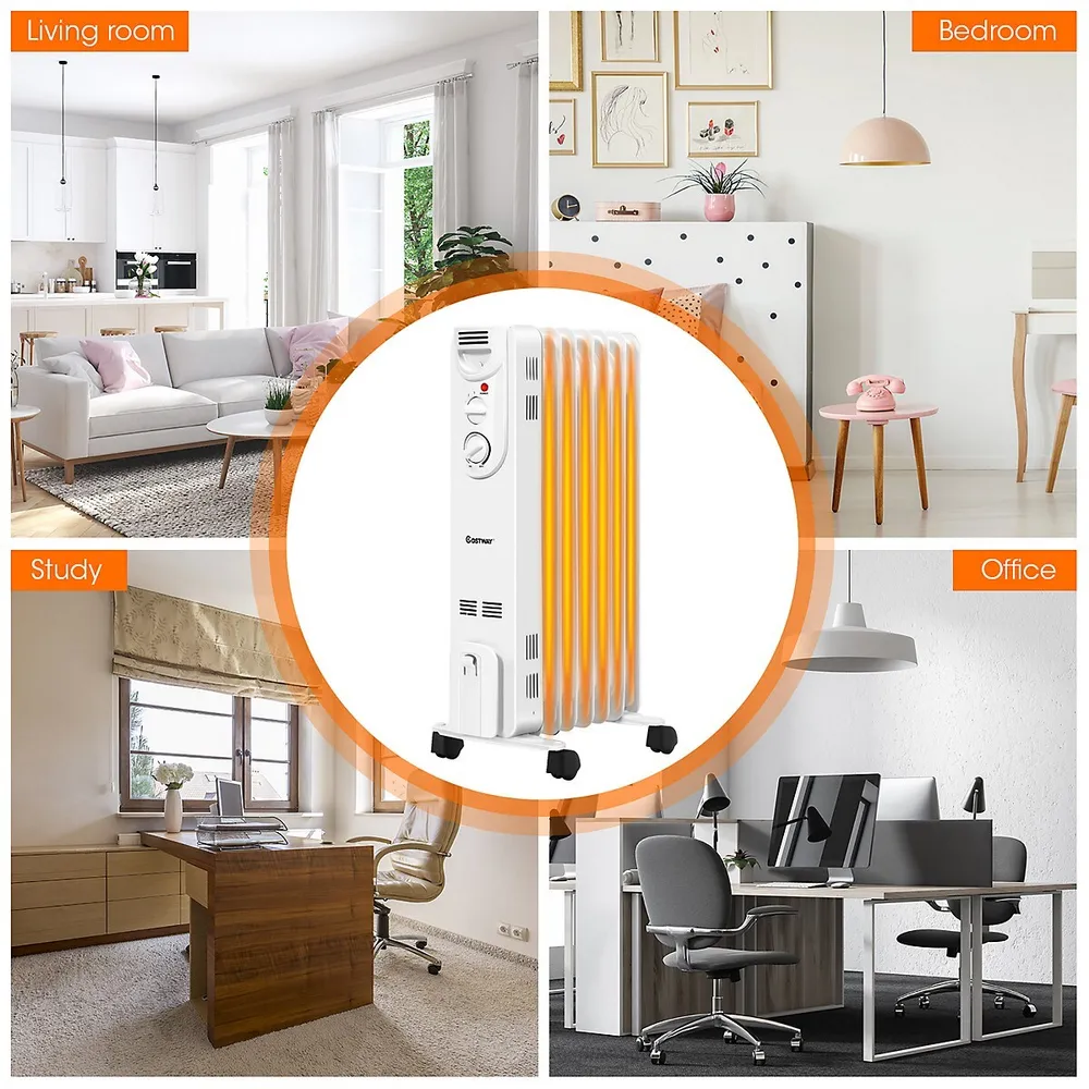 Costway 1500w Electric Indoor Oil Heater W/3 Heat Settings u0026 Safe  Protection For Home | Southcentre Mall