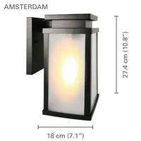 Outdoor Wall Light, Height 10.78 '', From Amsterdam Collection, Black