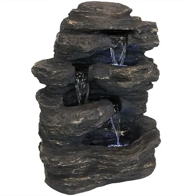 Rock Falls Waterfall Fountain With Led Lights - 24-inch