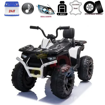 Big Kids' Titan Edition 24V Ride-on ATV w/ Oversized Rubber Wheels, 1 Leather Seat, Backrest, Upgraded Suspension, Pedal Acceleration, USB, MP3