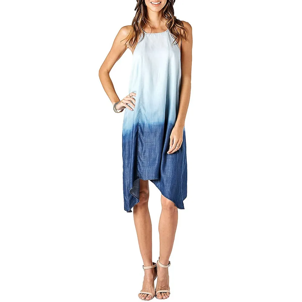 Standards & Practices Modern Denim Dip Dye Racerback Pull Over Maxi Dress