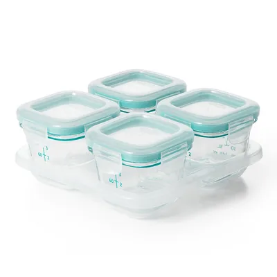 Glass Baby Block 4-pack Freezer Storage Container 4oz