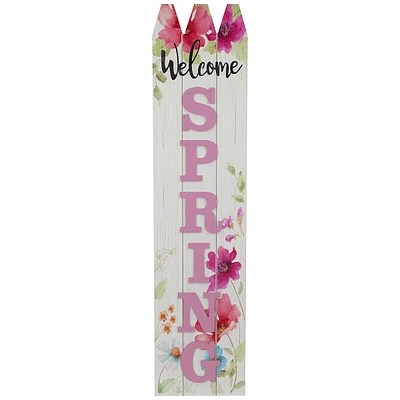 40" Welcome Spring Floral Outdoor Porch Board Sign Decoration