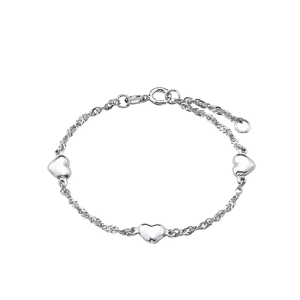 Heart Charm Belcher Bracelet in Sterling Silver