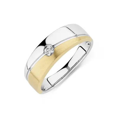 Ring With Diamond In 10kt Yellow & White Gold
