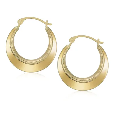 14kt Yellow Gold Polished With Beading Hoop