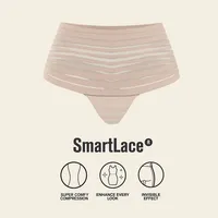 Slimming Lace Stripe High-waisted Thong Panty