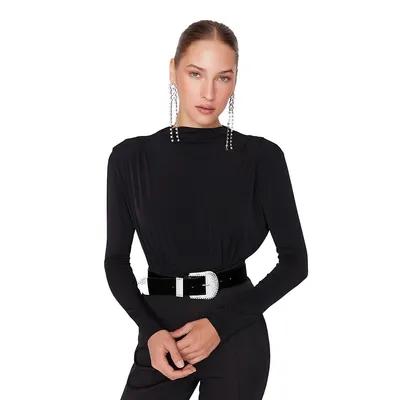 Women Plain Thin Knitted Bodysuit