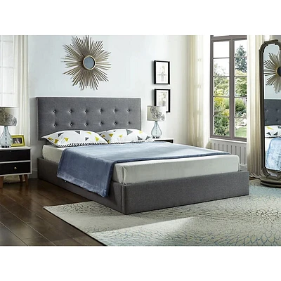 Grey Fabric Storage Bed W Hydraulic Lift