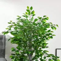 4.5ft Artificial Ficus Tree Tall Fake Plant In Pot