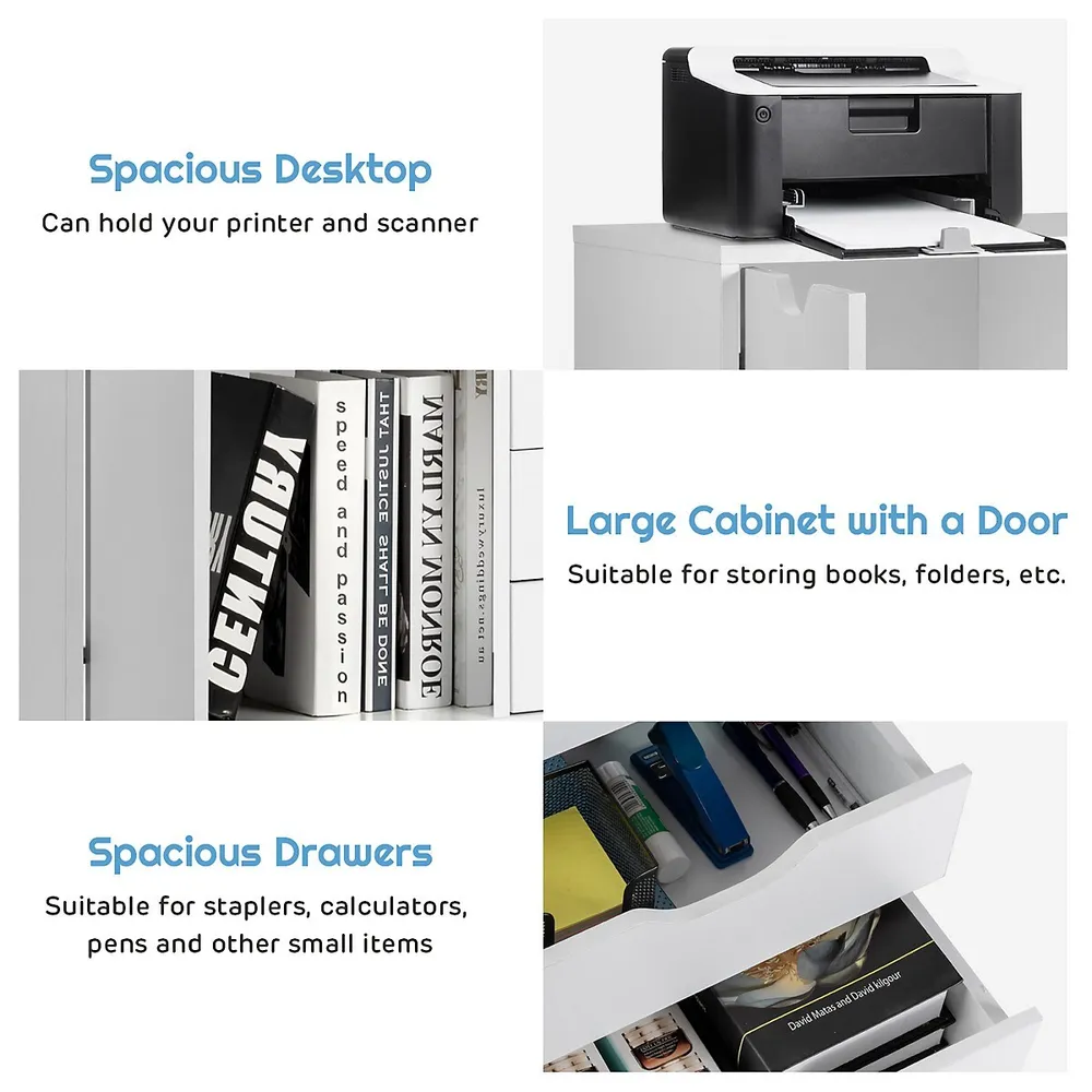 5-drawer Dresser Chest Mobile Storage Cabinet W/door, Printer Stand Home Office