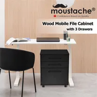 Wood Mobile File Organizer Filling Cabinet With 3 Drawers For Home Office