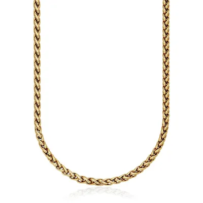6mm Ionic-goldplated Stainless Steel Wheat Chain Necklace