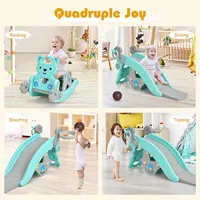 Babyjoy 4-in-1 Rocking Horse & Slide Set Toddler Playset W/basketball Hoop
