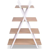 Bookshelf Shelves X-shape 4 Tier Ladder Storage Bookcase Display Home Office