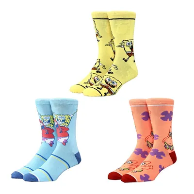 Spongebob Squarepants Best Friends 3 Pack Crew Socks Gift Set