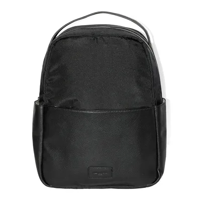 Leather Trim Double Entry Laptop Backpack