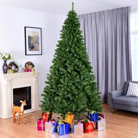 Costway 9ft Pvc Artificial Christmas Tree 2132 Tips Premium Hinged W/ Solid Metal Legs
