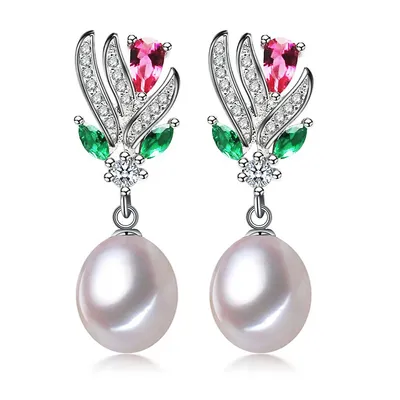 Freshwater Pearl Floral Earrings 0.925 White Sterling Silver