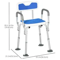 Adjustable Shower Chair With Arms Back And Padded Seat