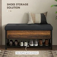 Shoe Bench With Flip Top, Cushion And Hidden Compartment