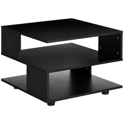 Modern Side Table With Storage Shelves Square End