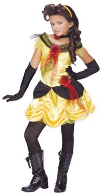 Yellow And Black Gothic Beauty Girls Children Halloween Costume