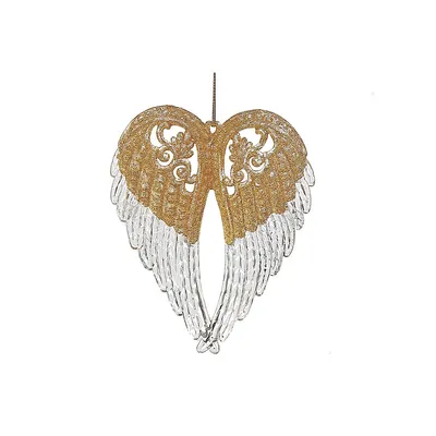 Christmas Acrylic With Gold Ornament Angel Wings - Set Of 12