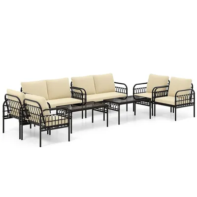 Pcs Patio Furniture Set Outdoor Wicker Conversation Bistro Set With Soft Cushions