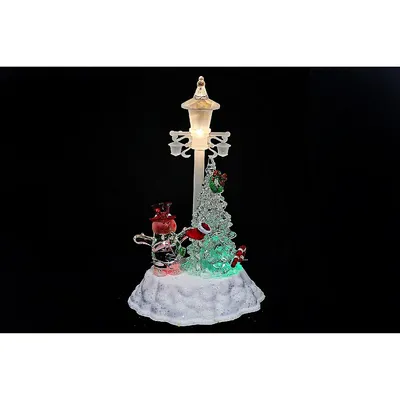 Led Acrylic Lamp Post With Snowman And Tree