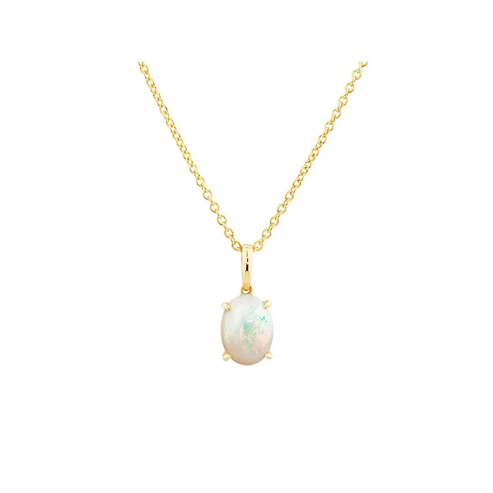 Pendant With Opal In 10kt Yellow Gold
