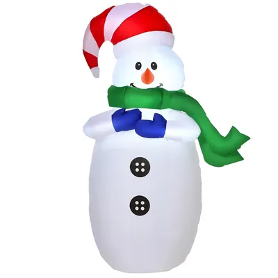 4ft Inflatable Christmas Snowman With Scarf Hat Display