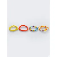 Set Of 7 Beaded Multicolour Rings