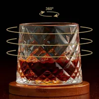Pirouette Ashford Old Fashion Whiskey Glass 300ml, Set Of 6, 6 Old Fashion Glasses And 6 Bamboo Coasters