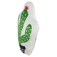 20" Green And White Cactus Plush Fleece Throw Pillow