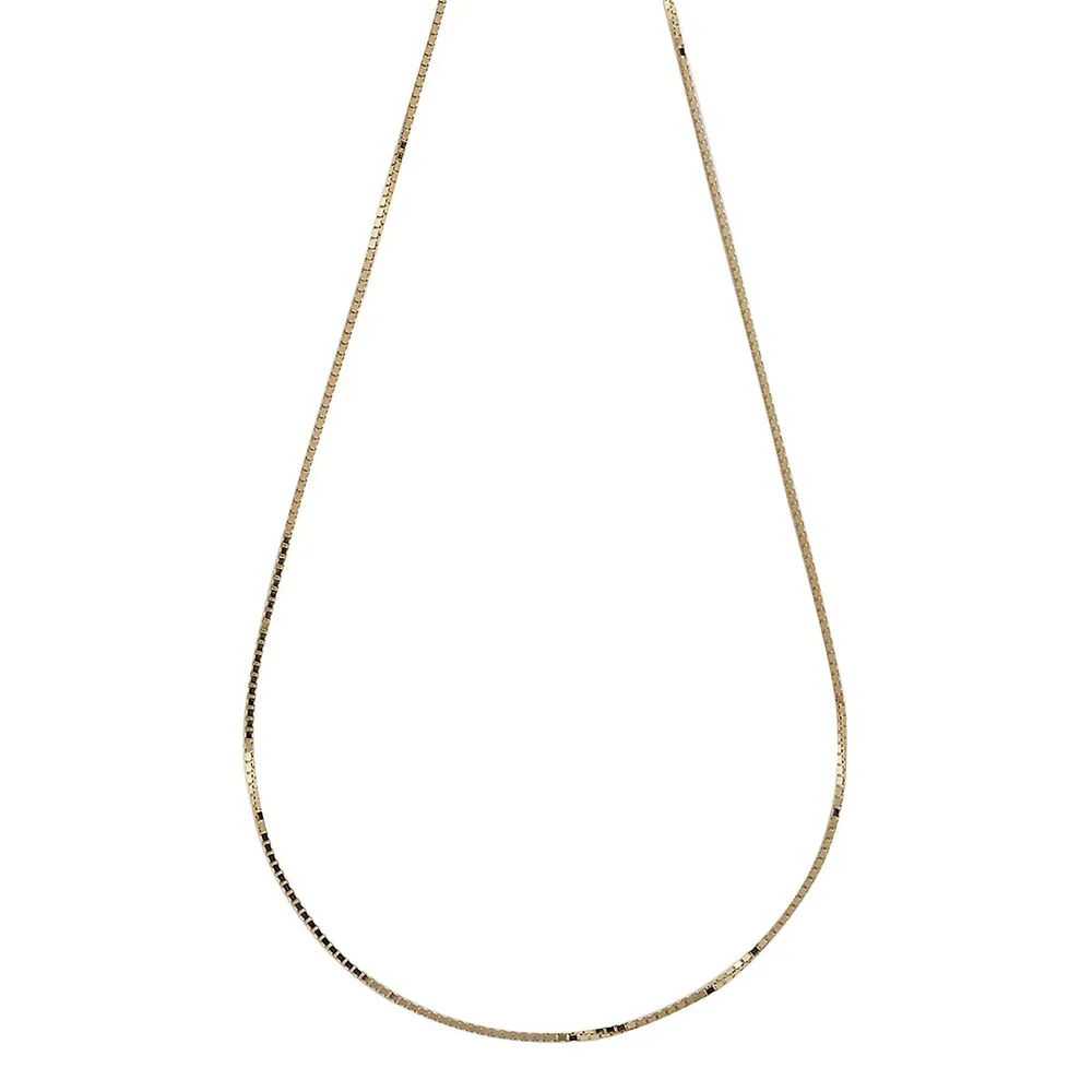 14K Yellow Gold Four Sided Box Chain Necklace