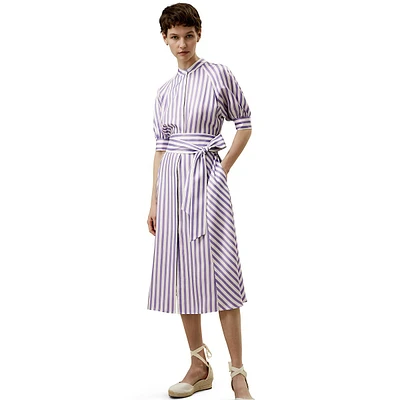 Lavender Striped Silk Shirtdress For Women