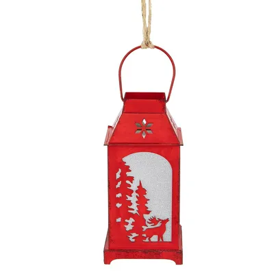 5.5" Lighted Red Reindeer Silhouette Lantern Christmas Ornament