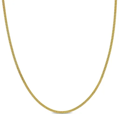 1.2mm Diamond Cut Flat Curb Link Chain Necklace In 14k Yellow Gold