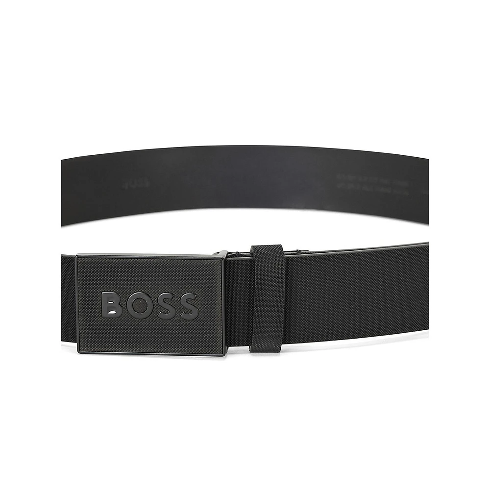 Icon Plaque-Buckle Leather Belt