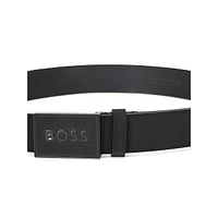 Icon Plaque-Buckle Leather Belt