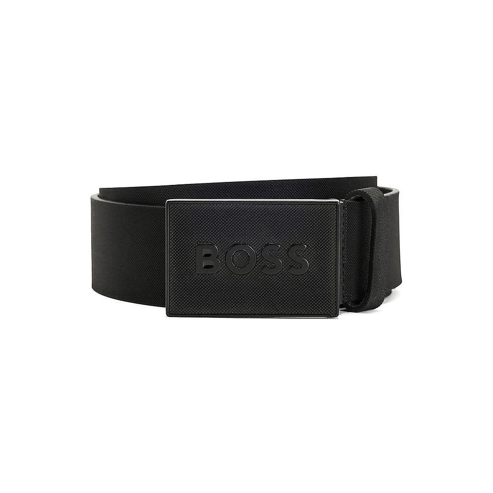 Icon Plaque-Buckle Leather Belt