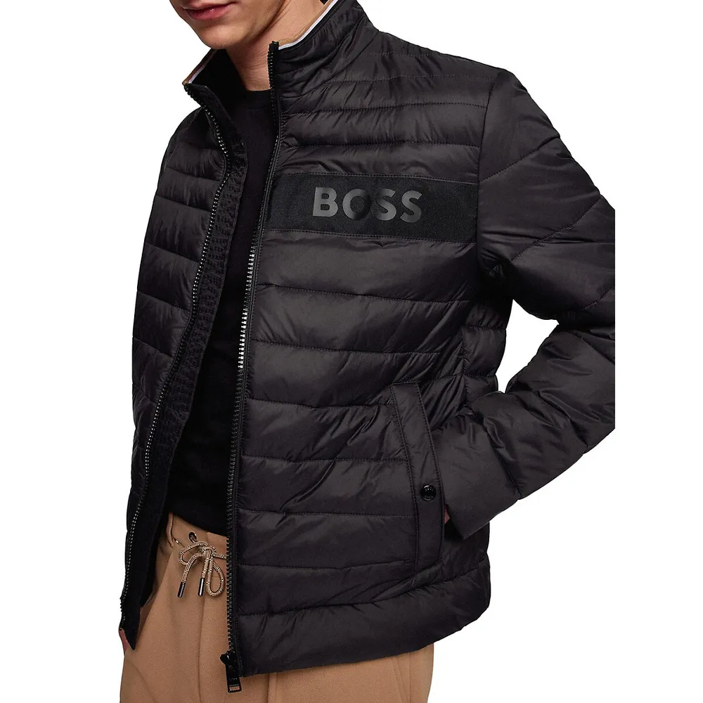 Regular-Fit Logo-Tape Quilted Jacket